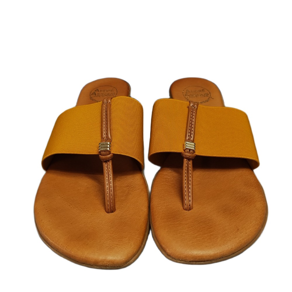 Andre Assous Nice Flip Flop Sandals Womens Size 10 Brown Orange Comfort Slip On